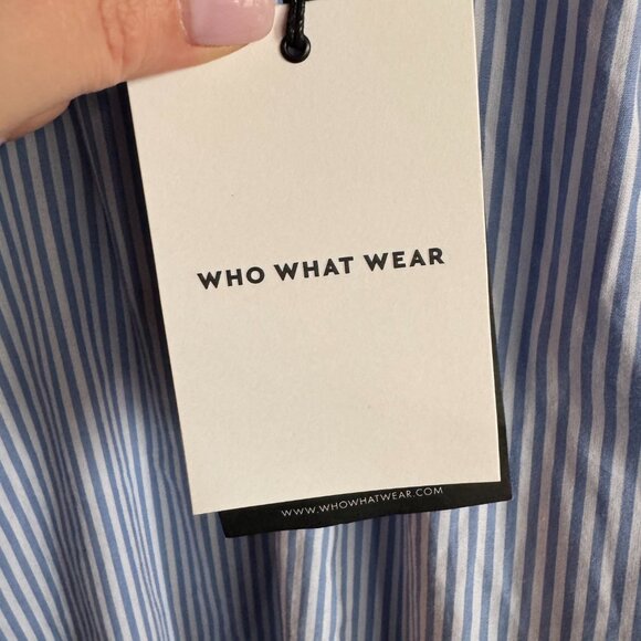 NWT Who What Wear Women's Blue Striped Mock-Neck Dress - Plus Size - Picture 4 of 5